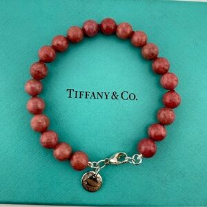 RARE Tiffany & Co. 8mm Rhodonite Bead Bracelet Paloma Picasso Sterling Silver